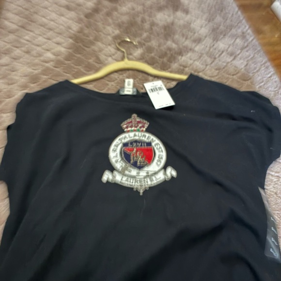 Ralph Lauren Black Top with Embroidered Crest - Picture 1 of 1